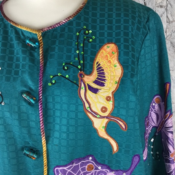 Indigo Moon teal embellished jacket - Size S - Picture 3 of 5